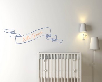 Ribbon Customized Name Vinyl Wall Decal For Children